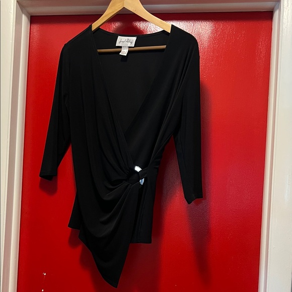 Joseph Ribkoff Tops - Joseph Ribkoff Black Top with Silver Ring Detail - Size 12
